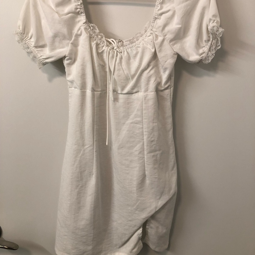 Princess Polly White Mini Dress with Lace, Size 2